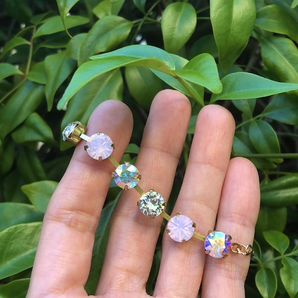 Aurora Borealis, Classic Crystal + Pink Opal Bracelet - Picture 13 of 15